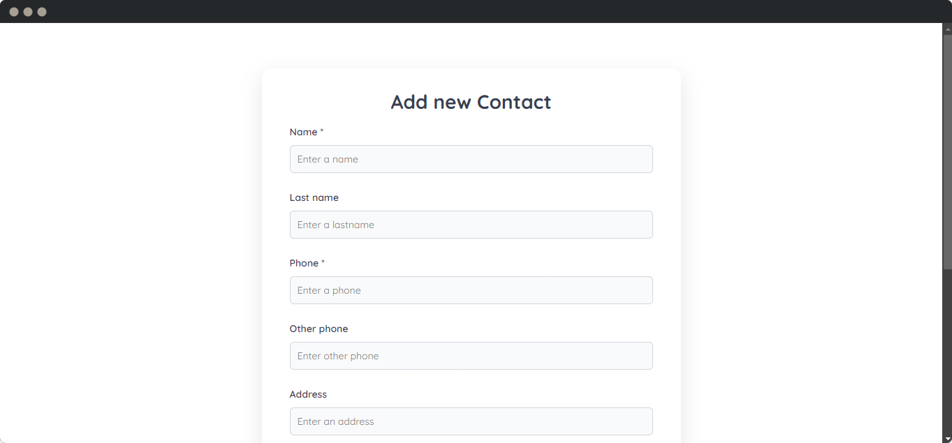 Formulaire de contact