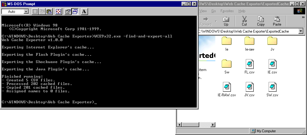 Web缓存导出器在命令行中执行。