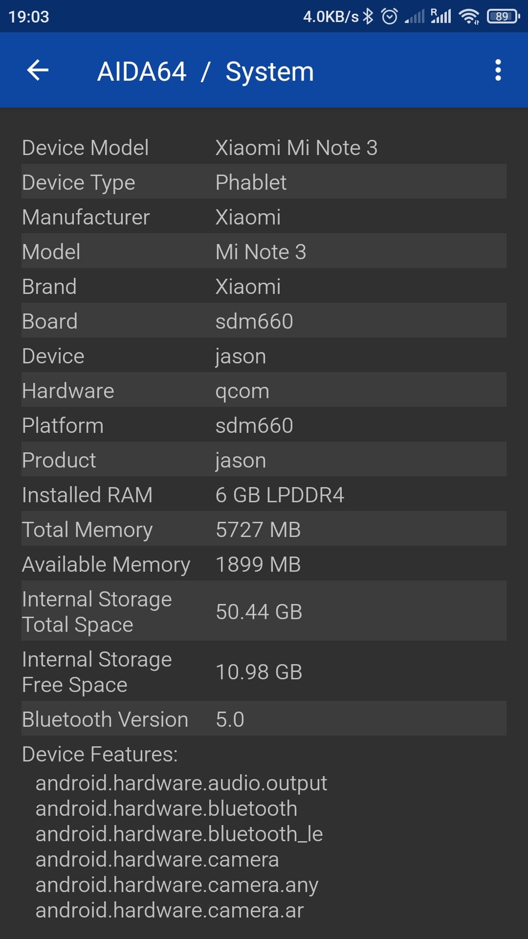 MI Note 3设备信息