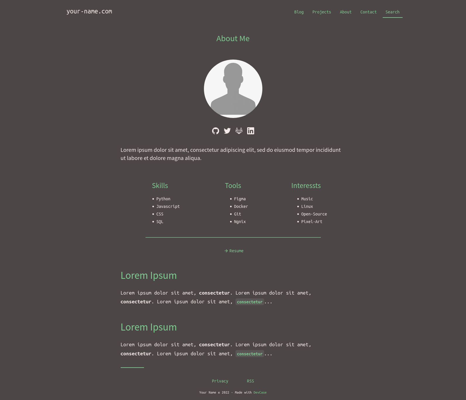 關於頁面 - 示例