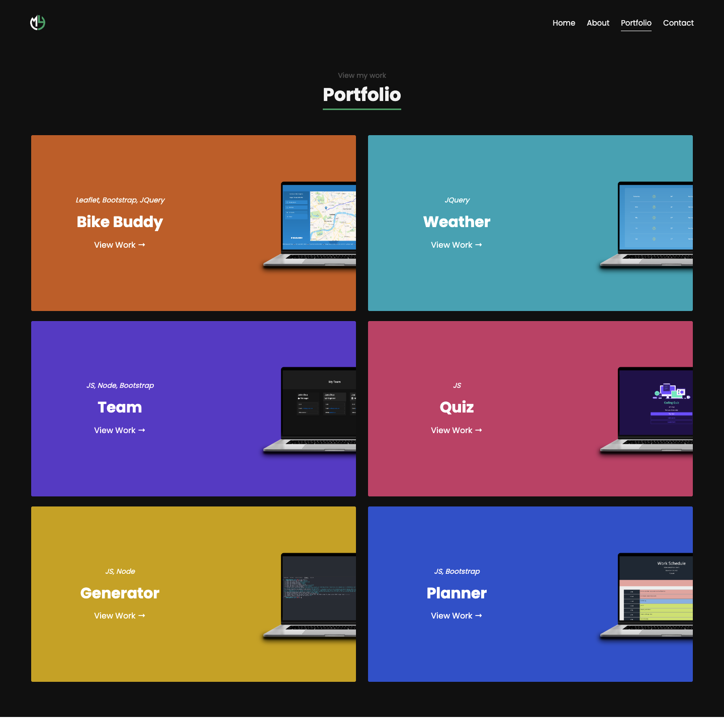 我的React投資組合屏幕截圖