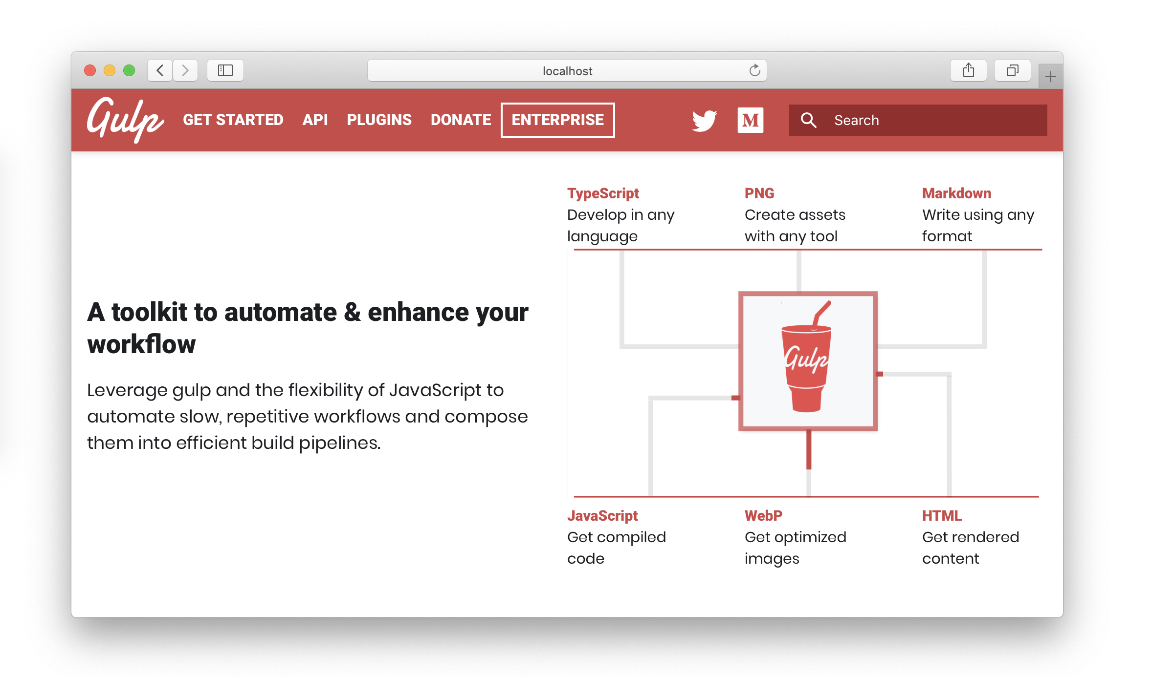 Gulpjs.com的屏幕截圖