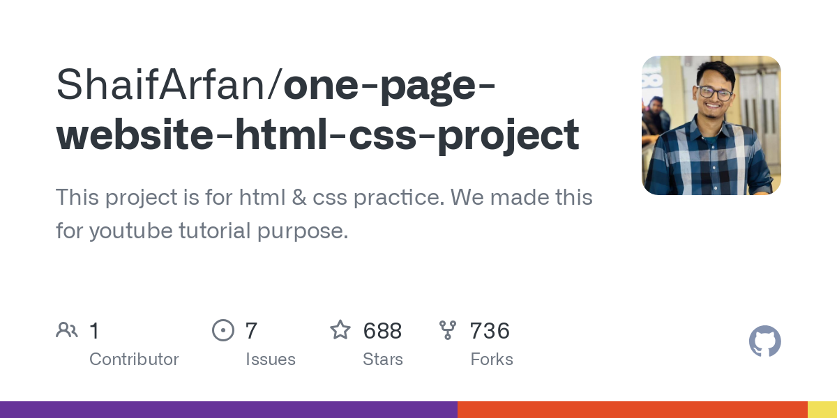 one page website html css project