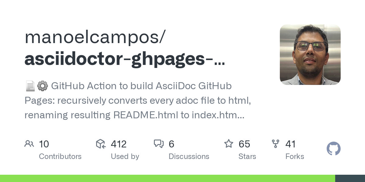 asciidoctor ghpages action