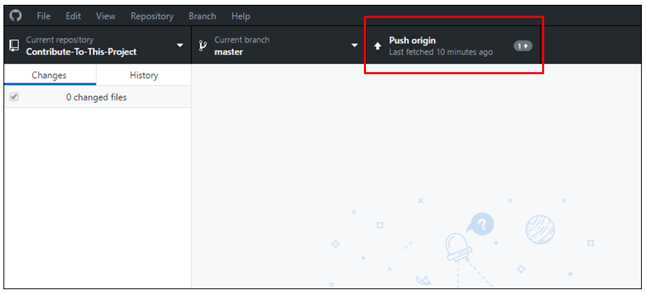 Drücken Sie Ihre Änderungen zu GitHub und klicken Sie auf die Schaltfläche "Drücken" Push to GitHub