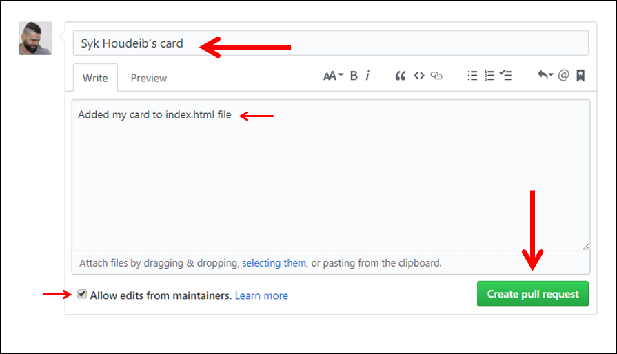 Klicken Sie auf die grüne Schaltfläche. Hab keine Angst! Submit a Pull Request