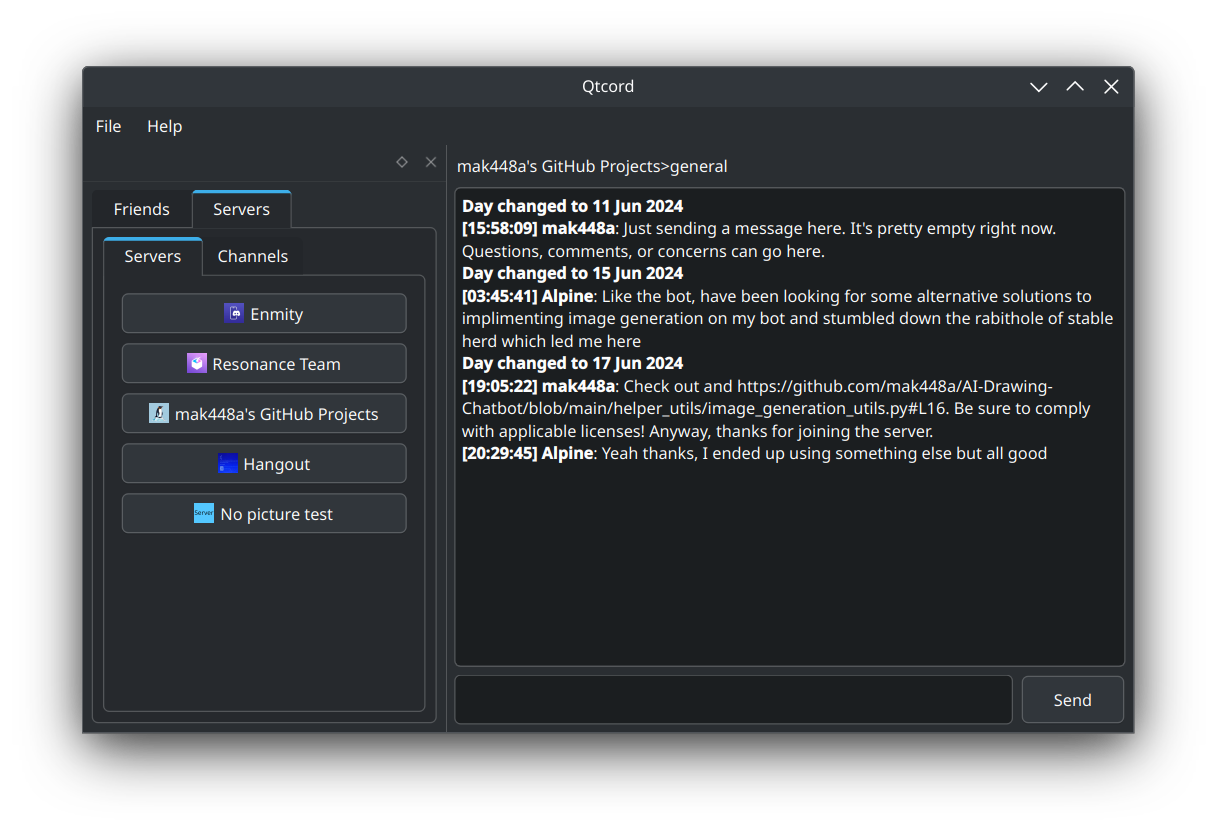 Qtcord의 스크린 샷