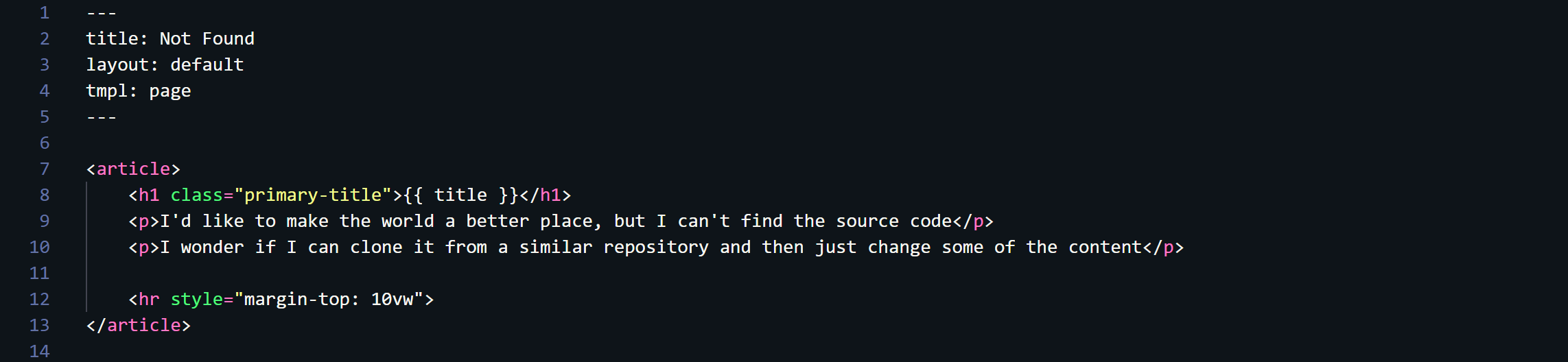 Banner, das sagt, ich möchte die Welt verändern, aber ich kann den Quellcode nicht finden