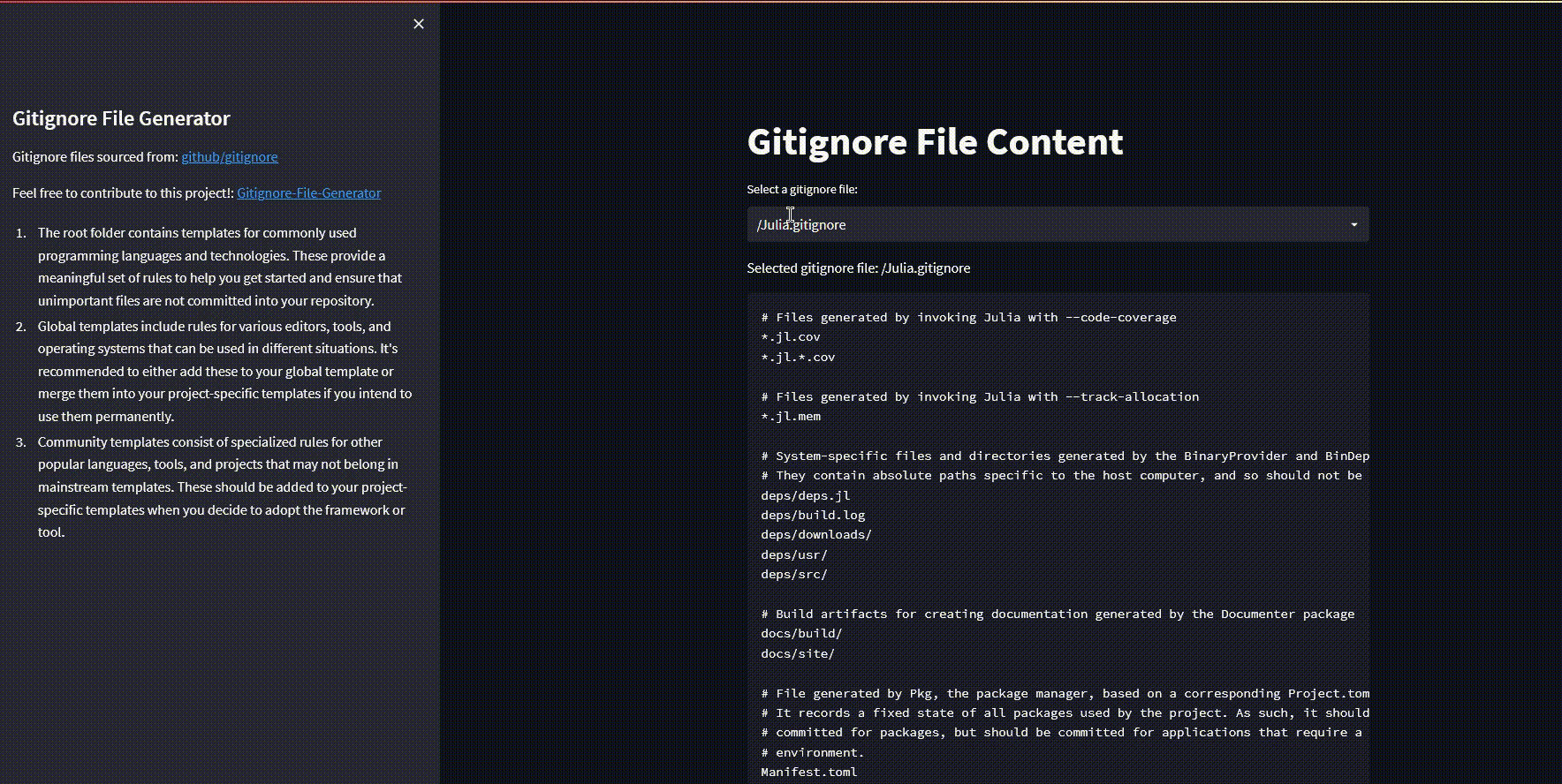 Erzeugen Sie GIGignore Demo GIF