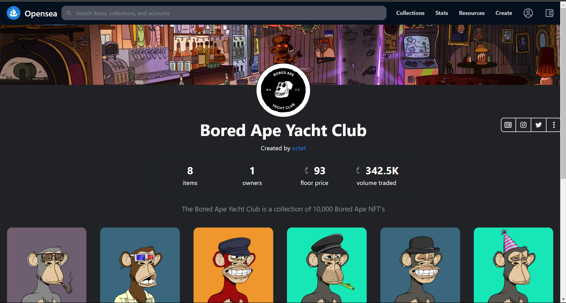 지루한 원숭이 랜딩 페이지