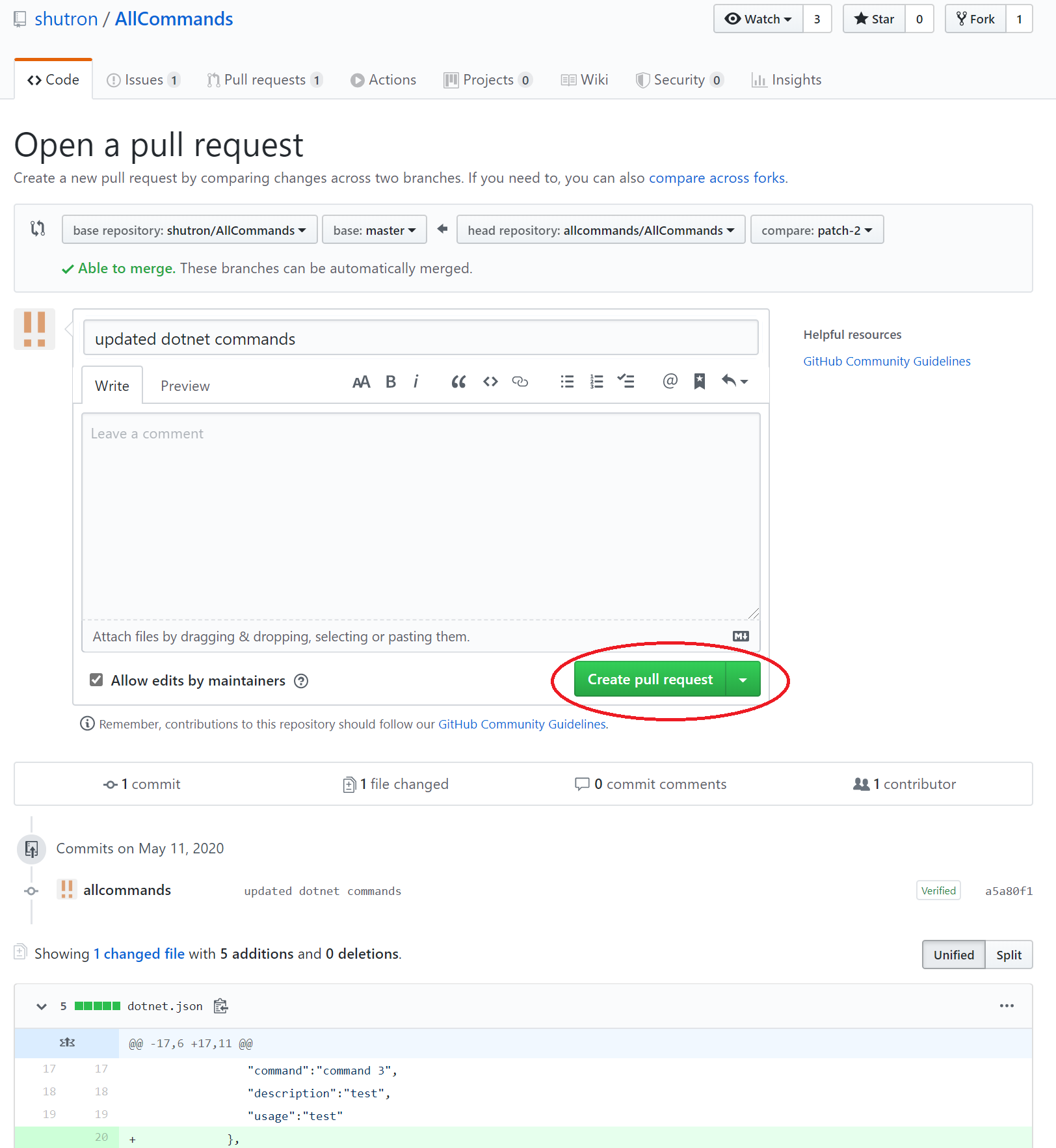 생성 PR을 편집하십시오