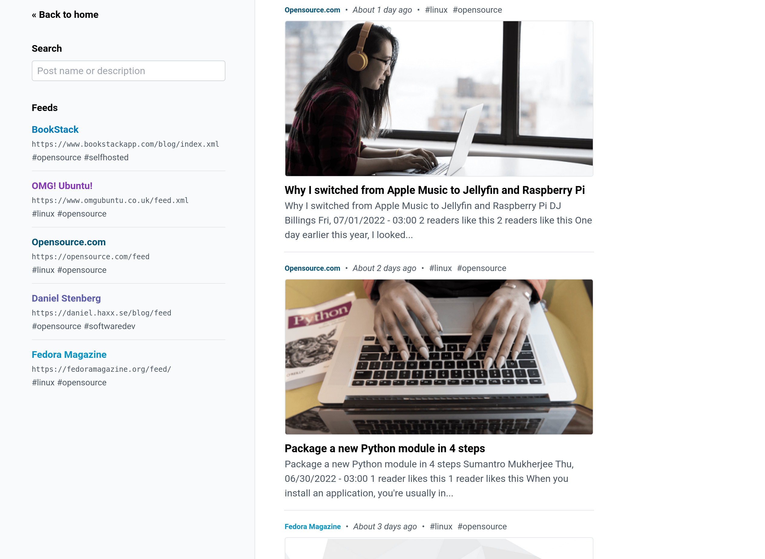 RSS의 스크린 샷