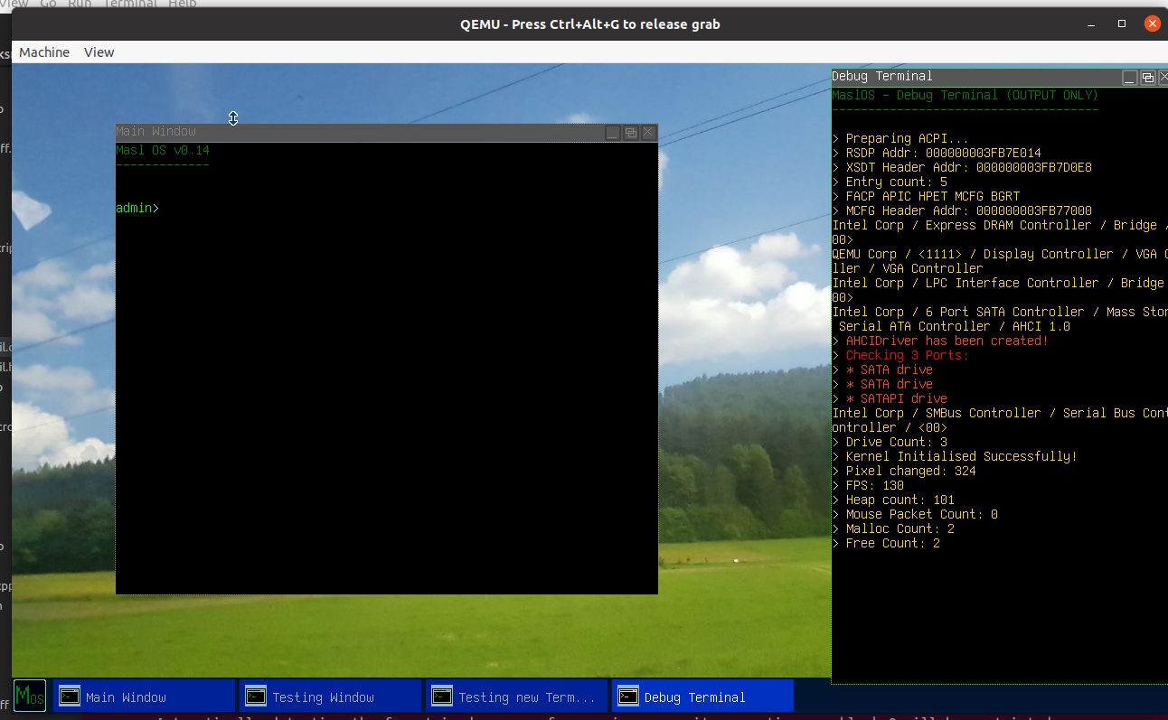 The Desktop with some windows open