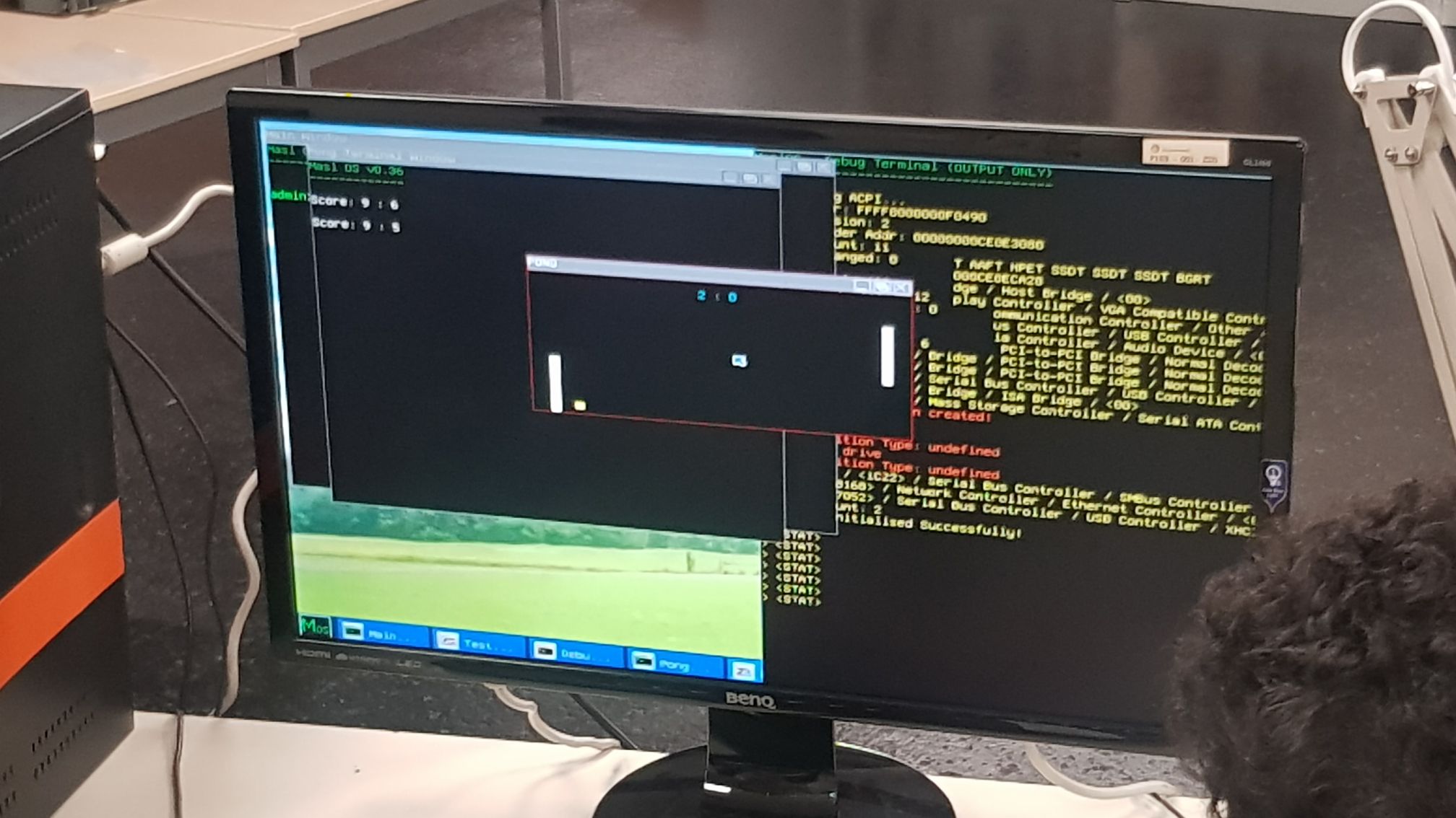 Pong running on real hardware