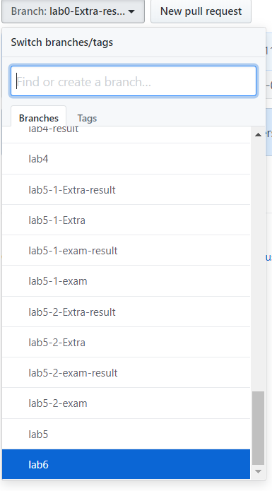 예제 Github의 토글 브랜치