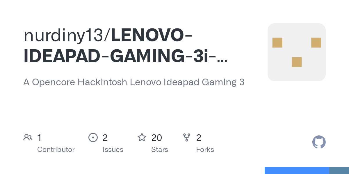 LENOVO IDEAPAD GAMING 3i Hackintosh Opencore