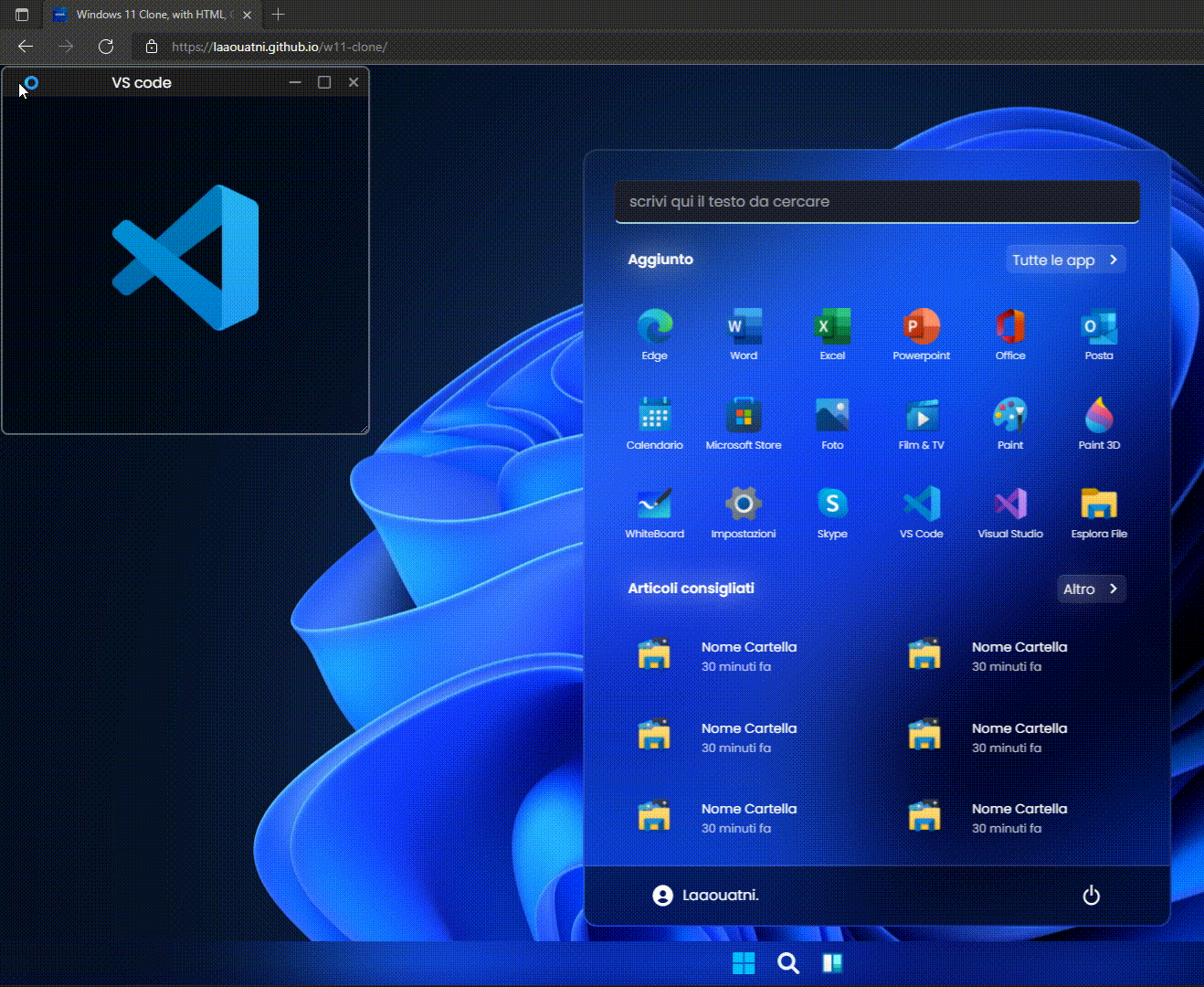 نافذة متحركة في Windows 11 Clone HTML CSS JavaScript الرسوم المتحركة