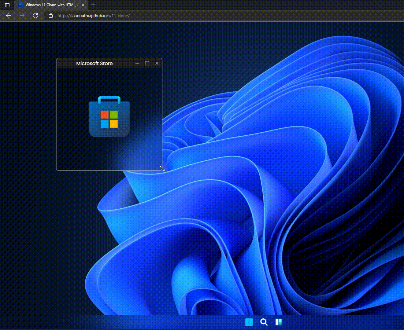 تغيير حجم النافذة في الرسوم المتحركة Windows 11 Clone