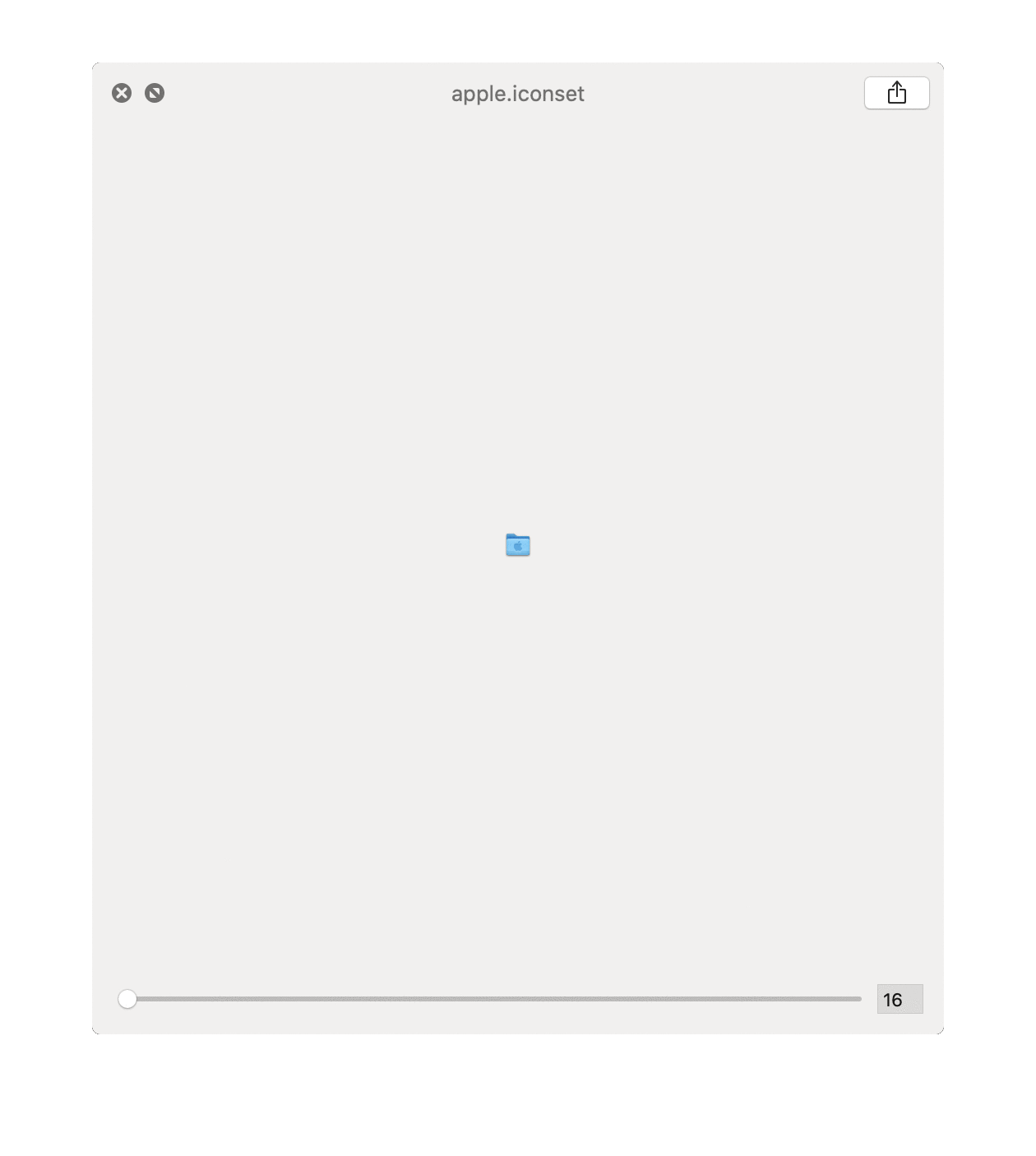 أيقونات من Apple.Iconset في قرارات من 16 × 16 إلى 512x5125@2x ، موضحة في Quicklook على MacOS
