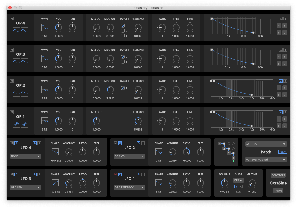 어두운 모드에서 옥타신 스크린 샷