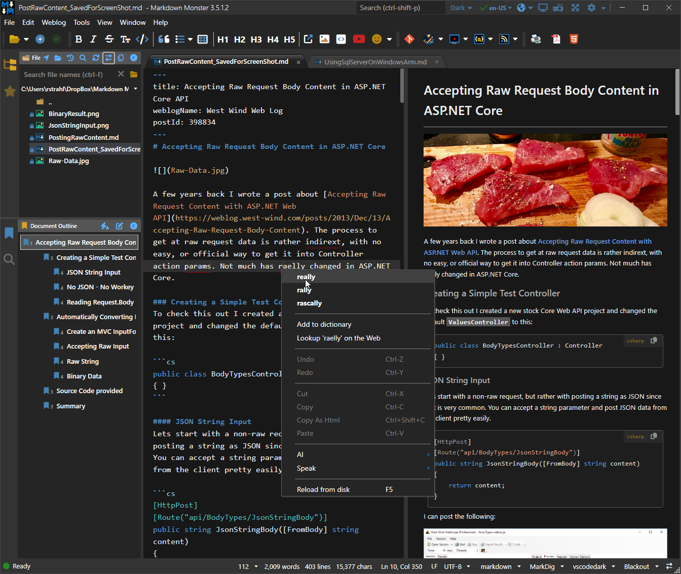 마크 다운 몬스터 스크린 샷