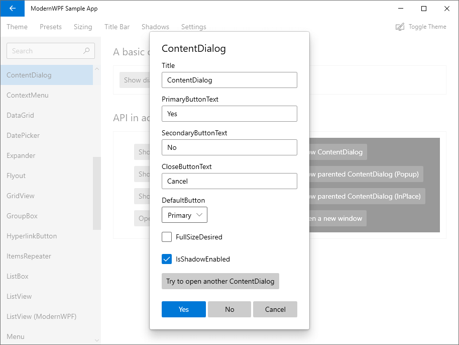 contentDialog ContentDialog
