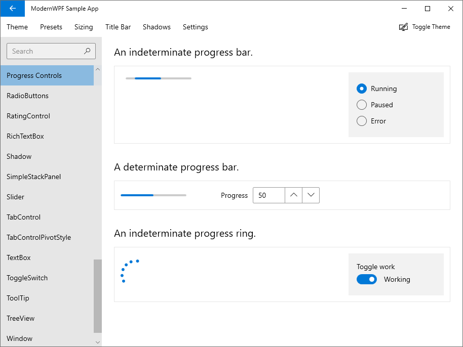 التحكم في التقدم Progress controls