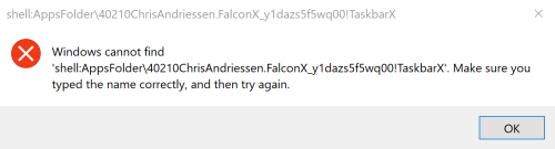 작업 표시 줄 오류