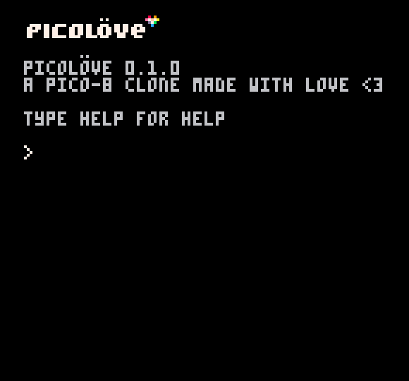 Screenshot of PICOLOVE after startup