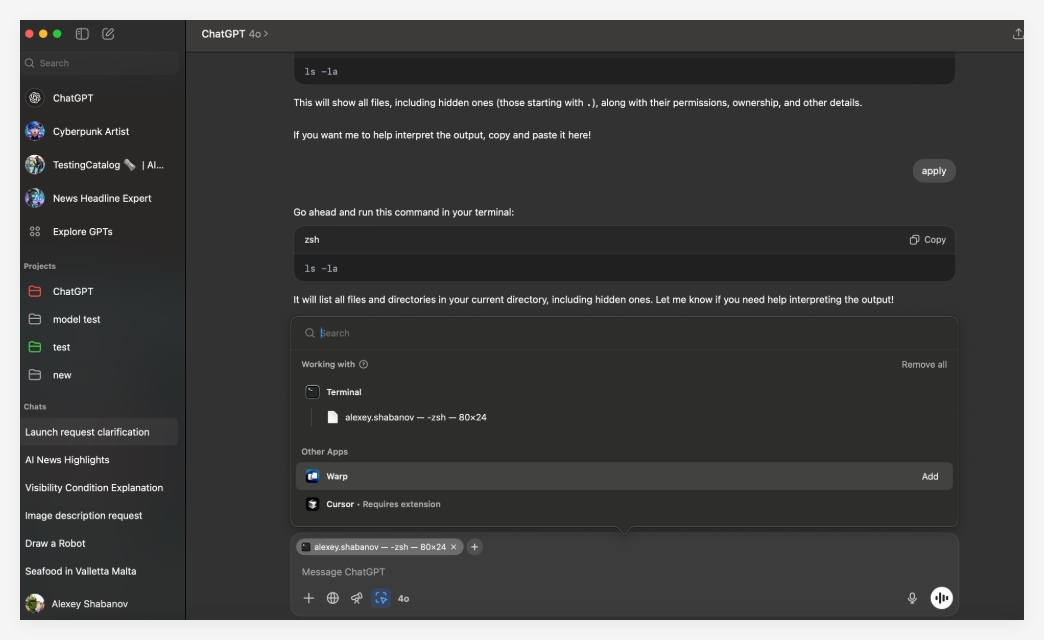 OpenAI กำลังทำการอัปเดตที่สำคัญเกี่ยวกับฟังก์ชั่น "แอปพลิเคชันการทำงานร่วมกัน" ของ chatgpt สำหรับบทความ MacOS - AI