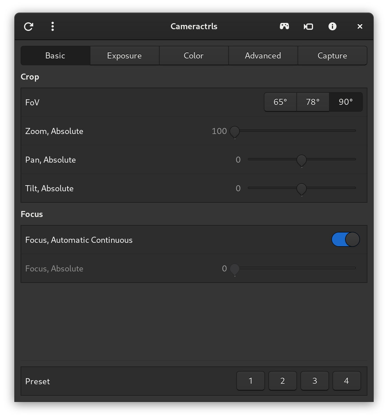 Cameractrls 자르기 스크린