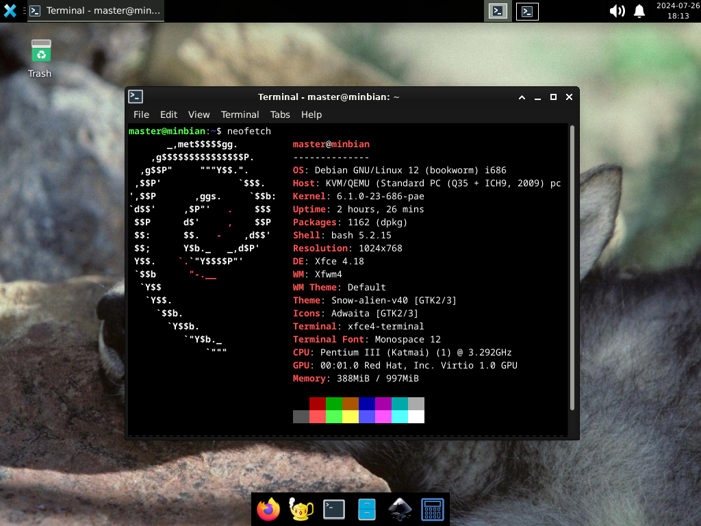 Minbian Neofetch -Übersicht
