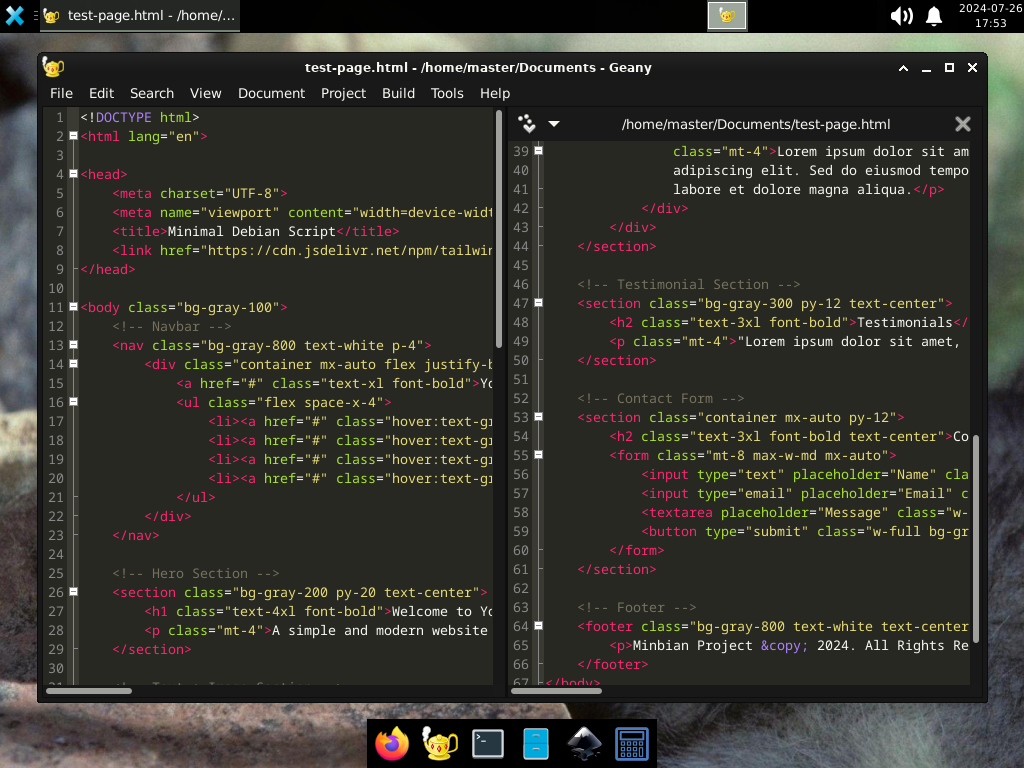 Minbianer Desktop -Übersicht