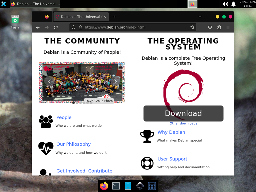 Minbianer Desktop -Übersicht