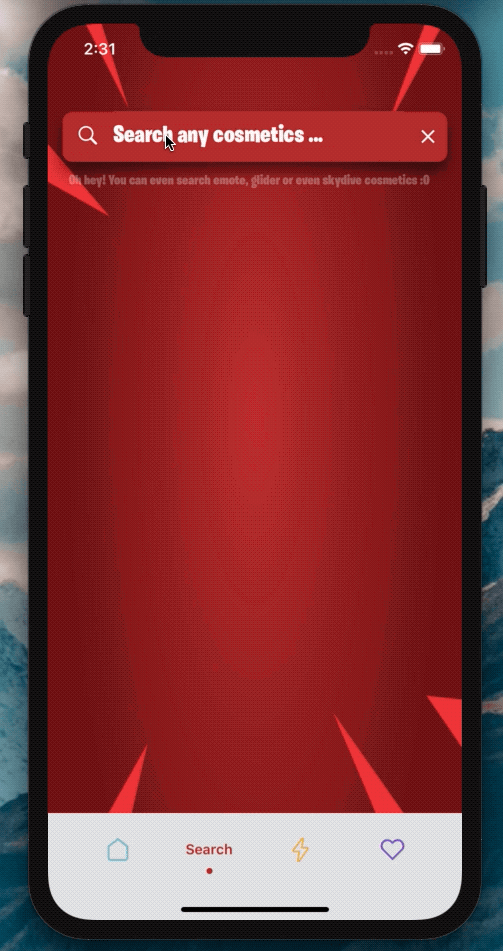 기본 동적 검색 창에 반응합니다