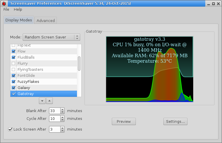 Gatotray كما xscreensaver
