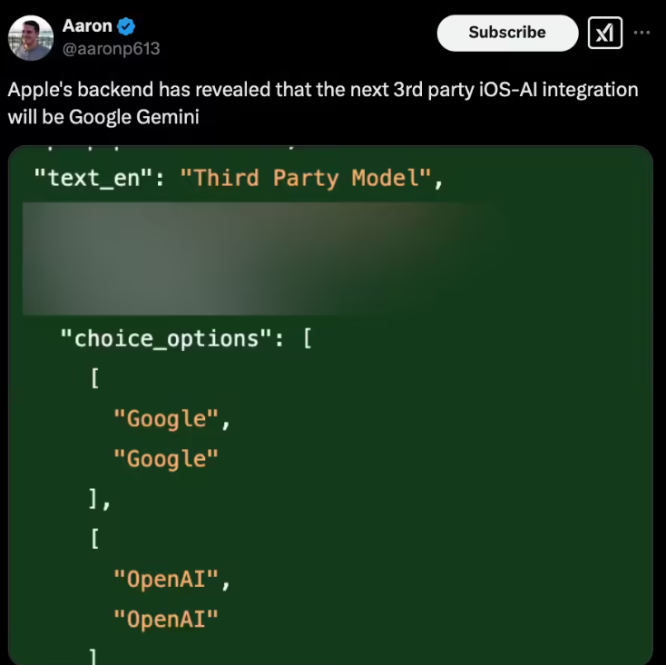 AppleはGoogle GeminiをiOSに紹介する予定です:iOS 18.4ベータリークサードパーティAIモデルオプション-AI記事