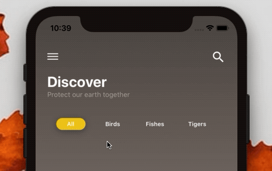 기본 탭 막대를 반응합니다