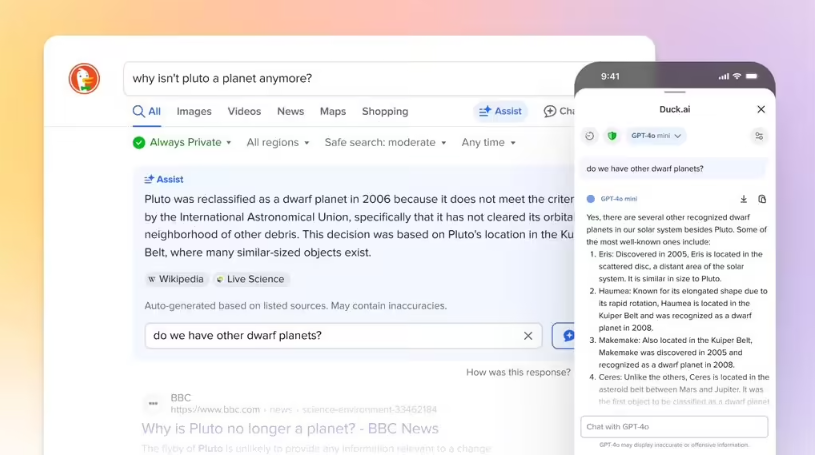 Duckduckgoは新しいAIチャット機能を起動します：匿名、無料、プライバシーの懸念に別れを告げる-AI記事