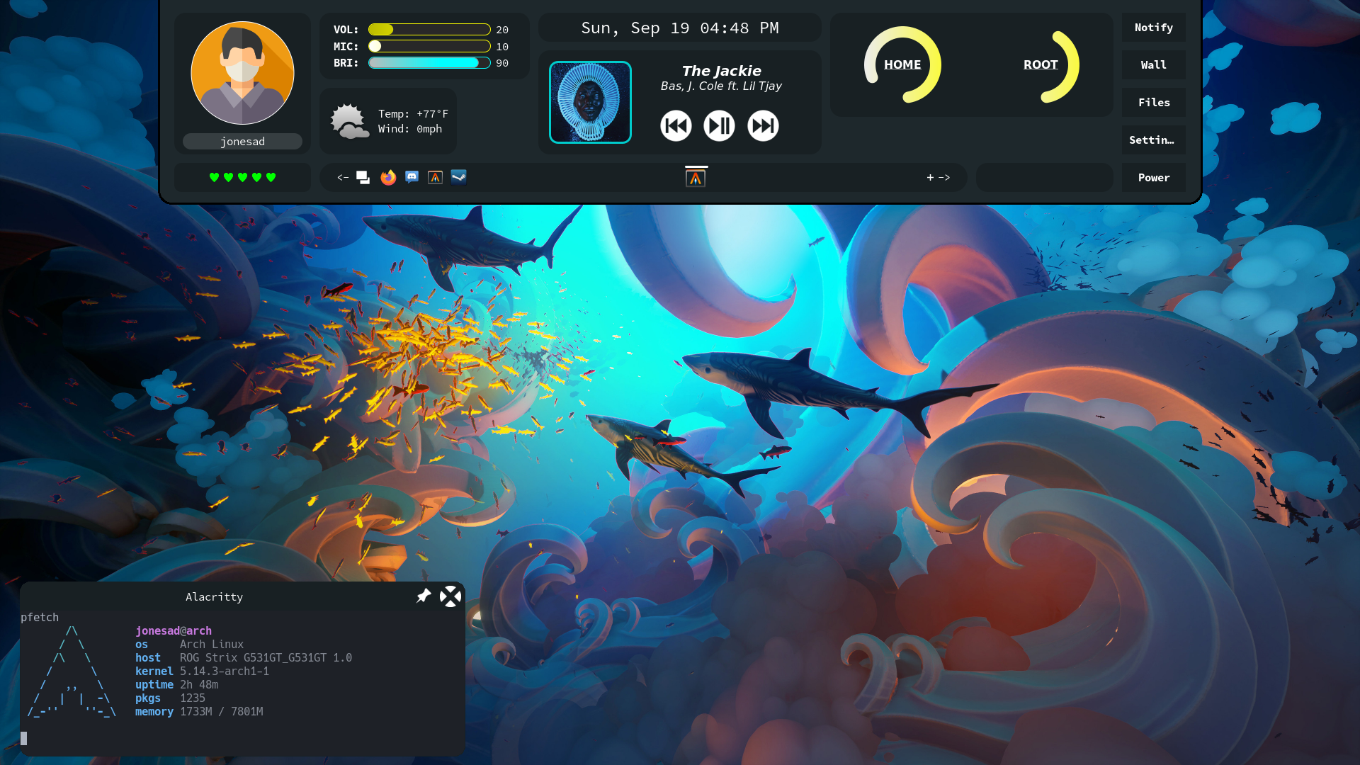 어울리는 드롭 다운 테마와 밝은 색상 상어 및 물