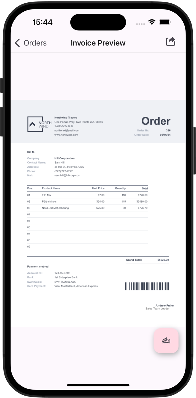 DeVexpress CRM 데모 - 문서 처리
