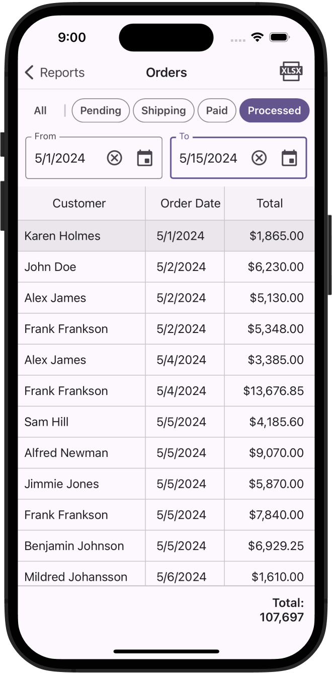 DeVexpress CRM 데모 -보고