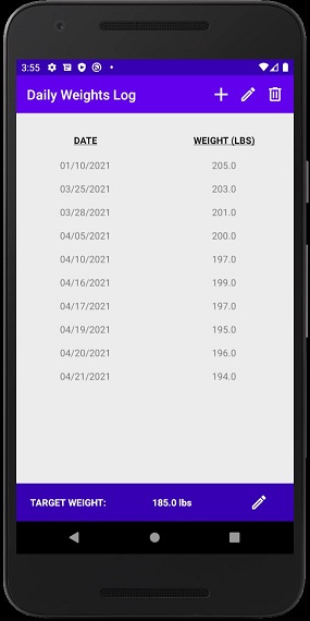 가중치 화면 목록 :