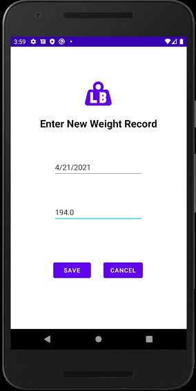 체중 기록 화면 추가 :