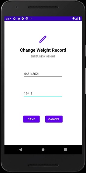 체중 기록 화면 변경 :