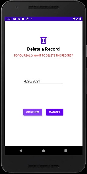 웨이트 레코드 삭제 화면 :