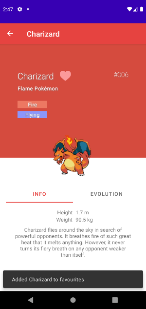 포켓몬 디테일 페이지의 스크린 샷