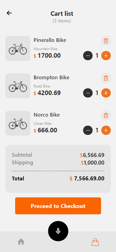 카트 화면의 스크린 샷