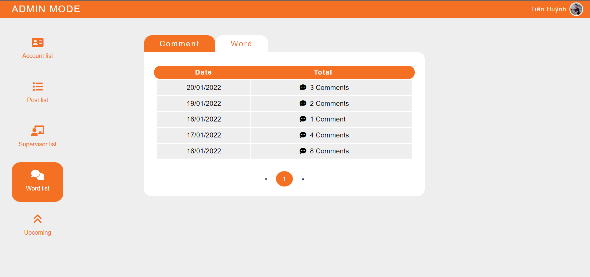 관리자 단어 목록