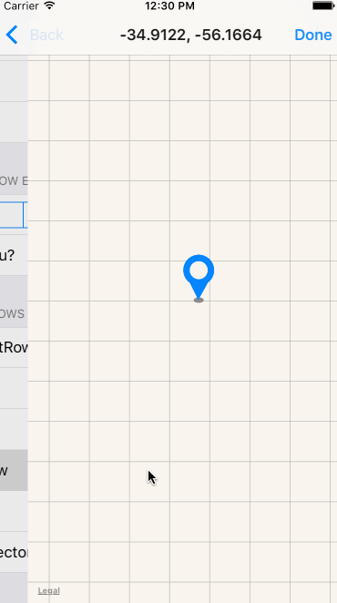 위치 행의 스크린 샷